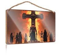Panneau de porche extérieur A Fiery Cross : The Backstory Of Redemption Wooded Sign Friends Signs pour décoration de maison, bureau (23 x 35 cm)