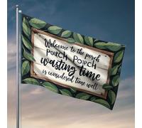 Panneau de porche relaxant pour homme : Time Wasted Is Well Spent Drapeaux pour décoration extérieure de terrasse (30 x 45 cm)