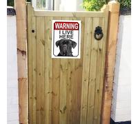 Panneau de portail en métal « Attention, j'habite ici » avec un chien Cane Corso