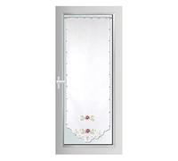 Panneau de porte 180 x 60 cm - Motif fleurs (rose) - Passage de tringle (avec vitragestagnge sans perçage) - Rideau court - Broderie - Panneau de bistrot