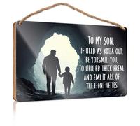 Panneau de porte amusant en bois avec inscription « Exploring The Unknown Together : A Father And Son's Journey » - Décoration vintage (15 x 28 cm)