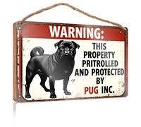 Panneau de porte amusant pour chambre à coucher et adolescents avec inscription « Protected By Pug Inc. » (20 x 30 cm)