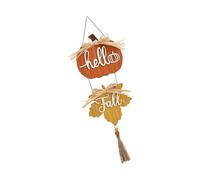 Panneau de Porte d ' entrée Hello Fall, Couronne d ' Automne avec Feuilles d ' érable et Citrouille, Cintre de Porte en Bois pour la récolte de Thanksgiving, décoration Murale pour Porche, décoration