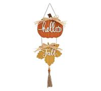 Panneau de Porte d ' entrée Hello Fall, Couronne d ' Automne avec Feuilles d ' érable et Citrouille, Cintre de Porte en Bois pour la récolte de Thanksgiving, décoration Murale pour Porche, décoration