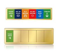 Panneau de porte de bureau - 6 options Do Not Disturb, In A Meeting, Out Of Office, Working Remotely, Back Soon Please Knock, panneau coulissant pour salle de réunion et de conférence Or brossé