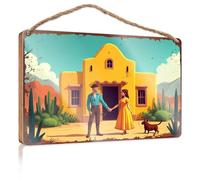 Panneau de porte de bureau humoristique Western Romance In The Desert Wooded Sign Home Door Hanging Funny Signs for Bar (20 x 30 cm)