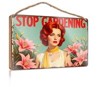 Panneau de porte de bureau vintage amusant Inspiration du jardin : Stop And Smell The Flowers! Panneau de bar en bois pour décoration d'intérieur et piscine (20 x 30 cm)