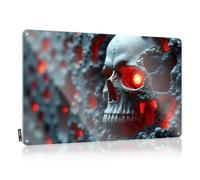 Panneau de porte de dortoir, tête de mort ardente sur fond de lave - Panneau d'avertissement amusant - Accessoires de bar - 30 x 40 cm
