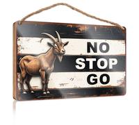 Panneau de porte de salle de bain pour maison Motif chèvre : No Stop, Go! Décoration murale de salle de bain (15 x 28 cm)