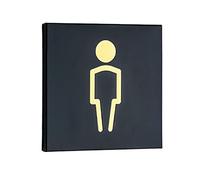 Panneau de porte de toilettes, Plaque de porte salle bain en acier inoxydable for hommes et femmes, symbole carré noir 20 cm for toilettes, for bureaux, entreprises restaurants(A)
