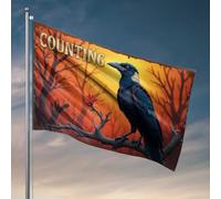 Panneau de porte décoratif corbeau perché sur une branche dans une forêt mystérieuse drapeau d'hiver décoration de porte en bois décoration de cuisine (30 x 45 cm)