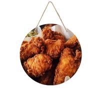 Panneau de porte d'entrée en bois de 20 cm - Panneau rustique à suspendre - Décoration d'intérieur ronde en bois, panneau de pépites de poulet frit, art mural vintage pour salon, bar, café, facile à