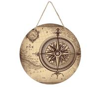 Panneau de porte d'entrée en bois de 20 cm - Panneaux rustiques à suspendre pour décoration d'intérieur, suspension de porte ronde en bois, panneau de navigation loi de la boussole, art mural vintage