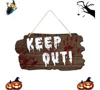 Panneau De Porte D'Entrée Halloween Avertissement Horreur Maison Hantée