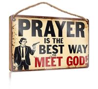 Panneau de porte d'entrée humoristique prière : The Ultimate Way To Connect With God Wooded Sign Our Home Signs for Home Decor Home Sweet Home Sign (20 x 30 cm)