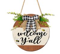 Panneau de porte d'entrée « Let Freedom Ring » Qpz902 - Plaque en bois à suspendre - Décoration ronde en bois pour porte d'entrée de la maison - 30 x 30 x 0,5 cm