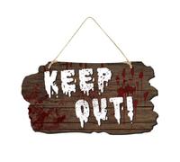 Panneau de porte d'Halloween avec avertissement d'horreur pour décoration murale de maison hantée