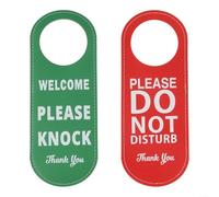 Panneau de porte double face en cuir de qualité supérieure pour salle de réunion, hôtel, bureau, salle de conférence, bar, restaurant, centre commercial, étiquette « Please Knock » (rouge + vert)