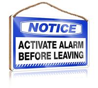 Panneau de porte en bois avec inscription « Activate Alarm Before Leaving » - Décoration d'automne pour la maison et la ferme (15 x 28 cm)