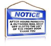 Panneau de porte en bois avec inscription « After Hours Payment & Outgoing Mail Drop » - Décoration amusante pour salle de bain (23 x 35 cm)