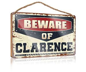 Panneau de porte en bois « Beware of Clarence » - Accessoires de bureau pour femme - Panneau de porte à faire soi-même (20 x 30 cm)