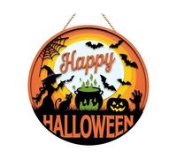 Panneau de porte en bois pour maison, Halloween, citrouille d'automne, chauve-souris, décoration extérieure KzW801 (B, taille unique)