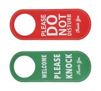 Panneau de porte en cuir « Do Not Disturb » avec message « Please Knock », plaque à suspendre pour hôtel, bureau, salle de réunion ou décoration d'intérieur, réversible rouge/vert (rouge + vert)