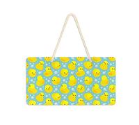 Panneau de porte en PVC à suspendre avec motif sans couture avec canards en caoutchouc jaune, 15,2 x 27,9 cm, panneau de bienvenue pour porche, jardin, cour, maison, façade de ferme, planches
