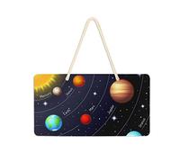 Panneau de porte en PVC à suspendre avec système solaire et soleil Mars Mercure Jupiter Saturne Uranus 35,1 x 24,9 cm Panneau de bienvenue pour porche, jardin, cour, maison avant de ferme