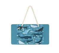 Panneau de porte en PVC à suspendre en forme de dauphin marin, épaule, narval, morse, océan bleu sous-marin, 15,2 x 27,9 cm