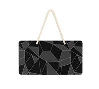 Panneau de porte en PVC polygonale abstrait sans couture émeraude géométrique noir gris foncé à suspendre, 35,1 x 24,9 cm, panneau de bienvenue pour porche, jardin, cour, maison, avant de ferme