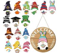 Panneau de porte Gnome - Pièces d'aimant interchangeables, décoration créative de bienvenue d'Halloween | Décoration saisonnière pour maison, porte d'entrée, porche, patio et fêtes de Noël, Ac