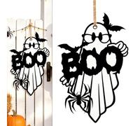 Panneau De Porte Halloween En Bois Décoration murale festive en bois | Accroche-Porte Halloween Fantôme Bouh Pour Intérieur Extérieur Maison Bureau Café Porche Mur