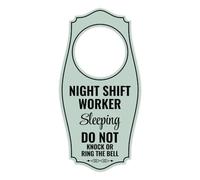Panneau de porte Night Shift Worker Sleeping Do Not Knock Or Ring The Bell | Panneau de porte de maison ou d'affaires - Gris clair, 10,2 x 20,3 cm