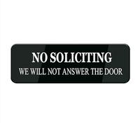 Panneau de porte « No Soliciting We Will Not Answer The Door » pour maison, bureau - 25,4 x 7,6 cm, autocollant solide, panneau en acrylique pour panneau de porte de cour