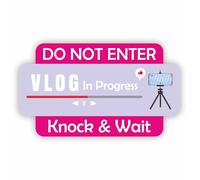 Panneau de porte pour chambre d'enfant « DO NOT ENTER » - VLOG In Progress - Rose et violet
