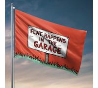 Panneau de porte pour porte d'entrée à l'extérieur Flat Happens In The Garage: A Humorous Sign Explication Flag Wood Home Office Decor (152 x 244 cm)