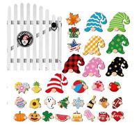 Panneau de porte saisonnier - Décoration de couronne en bois interchangeable, décorations saisonnières de porte avec gnomes, pour maison, cuisine, mur, salle de classe, hiver, automne, vacances, Noël