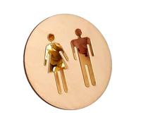 Panneau De Porte Toilette Rond En Bois 4mm, 1 Pièce, Acrylique 3d Noir Or Argent, Surface Miroir, Autocollant Mural, Décoration Maison, Faveur(Gold mirror wood,20x20cm)