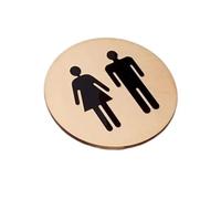Panneau De Porte Toilette Rond En Bois 4mm, 1 Pièce, Acrylique 3d Noir Or Argent, Surface Miroir, Autocollant Mural, Décoration Maison, Faveur(Black acrylic wood,15x15cm)