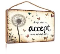 Panneau de porte « Work From Home » « Accept What Is ; Embrace What Will Be Wooded » pour décoration de bureau