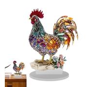 Panneau de poulet amusant - Décoration de bureau coq en acrylique 2D, panneau d'ornement fantaisiste de poulet, pièce maîtresse d'affichage de table humoristique, ajoute de l'humour avec un design