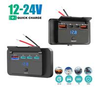 Panneau de prise de chargeur de voiture 12V/24V, adaptateur de chargeur 4 Ports QC3.0 PD, charge rapide avec interrupteur étanche pour voiture, Bus, RV, camion