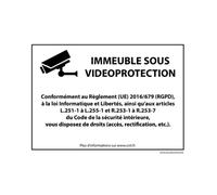 Panneau de protection "Immeuble sous vidéosurveillance" conforme 210 x 150 mm PVC 2 mm