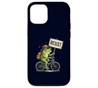 Panneau de Protestation Amusant « Resist Frog on Bicycle » Coque pour iPhone 12/12 Pro