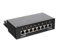 InLine Panneau de brassage plat 76808A Cat.6A 8 voies Montage sur rail DIN (TS35) Noir RAL9005