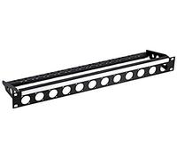 Panneau de rack 1U perforé pour connecteur 12 D, couleur du corps noir, impérial 4,4 cm, métrique 43,8 mm, impérial 482,6 mm, pour utilisation avec connecteurs Neutrik série D, matériau de panneau en