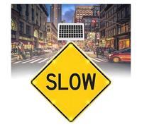 Panneau de ralentissement à énergie solaire, panneau d'avertissement de circulation à LED avec cadre en métal et film réfléchissant for une sécurité améliorée