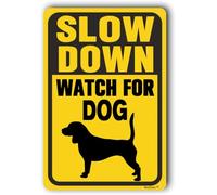 Panneau de ralentissement, panneau « Please Slow Down », panneau d'avertissement extérieur « Watch For Dog » 20,3 x 30,5 cm