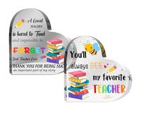 Panneau de Reconnaissance pour Enseignant | Ensemble de 2 Enseignes Cœur pour Femme Prof - Décorative de Bureau Décor de Table pour Graduation, Collègues, Encouragement, Thanksgiving, École, Hommes,